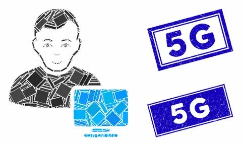 Computer Administrator Mosaic and Scratched Rectangle Watermarks Stock Illustration
