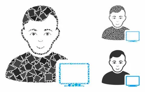 Computer administrator Mosaic Icon of Abrupt Elements Illustrazione stock