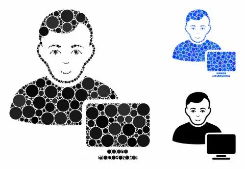 Computer administrator Mosaic Icon of Spheric Items Illustrazione stock