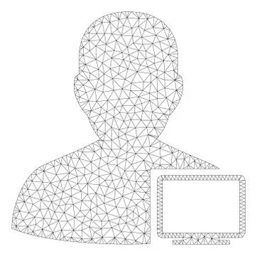 Computer Administrator Polygonal Frame Vector Mesh Illustration イラスト素材
