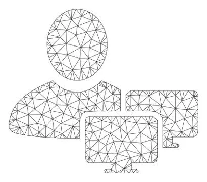 Computer Administrator Polygonal Frame Vector Mesh Illustration Illustrazione stock