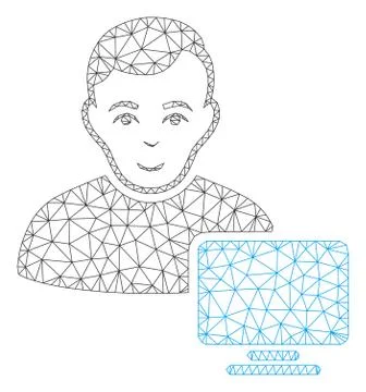 Computer Administrator Polygonal Frame Vector Mesh Illustration Stock Illustration