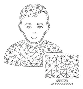 Computer Administrator Polygonal Frame Vector Mesh Illustration 库存插图