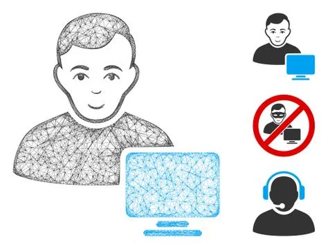 Computer Administrator Polygonal Web Vector Mesh Illustration Illustrazione stock