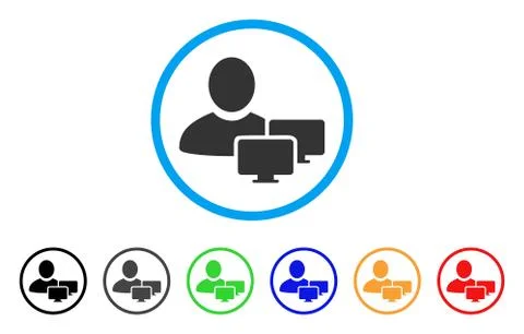 Computer Administrator Rounded Icon Illustrazione stock