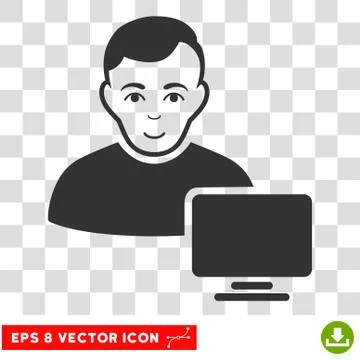 Computer Administrator Vector EPS Icon 스톡 일러스트