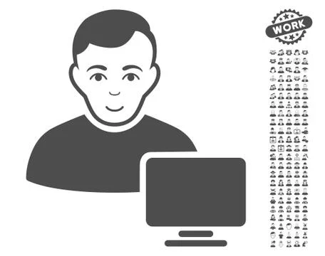 Computer Administrator Vector Icon With Bonus Stock Illustration