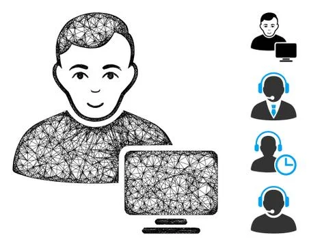 Computer Administrator Web Vector Mesh Illustration Stock Illustration