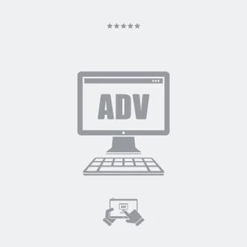 Computer advertising flat icon Illustration