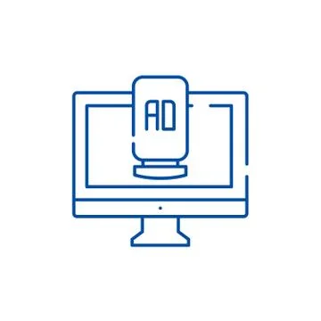 Computer advertising line icon concept. Computer advertising flat vector symbol Stock Illustration