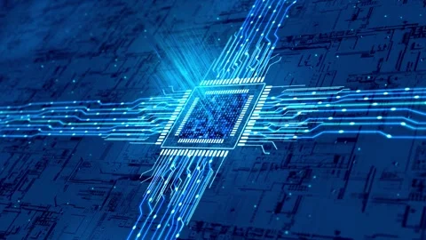 Computer ai chip and electronic charge flow Stock Footage 247322269