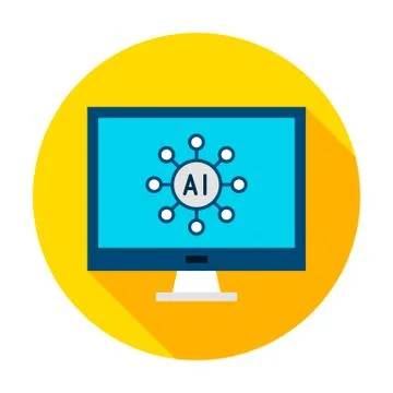 Computer AI Circle Icon Stockillustratie