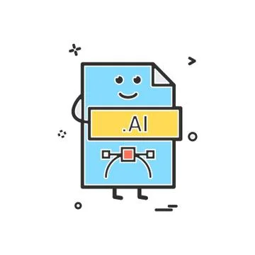 Computer ai file format type icon vector design Illustrazione stock