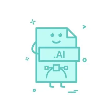 Computer ai file format type icon vector design Illustrazione stock