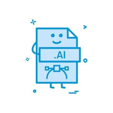 Computer ai file format type icon vector design Illustrazione stock