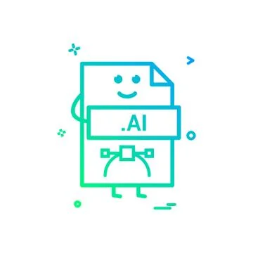 Computer ai file format type icon vector design Stockillustratie