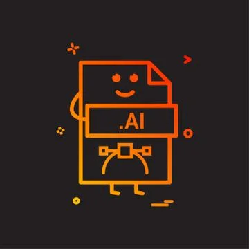 Computer ai file format type icon vector design Ilustración de archivo