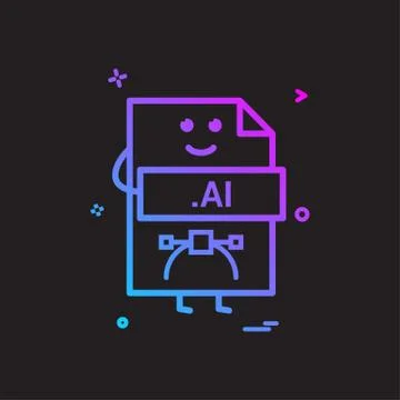 Computer ai file format type icon vector design Ilustración de archivo