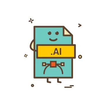 Computer ai file format type icon vector design Stock Illustration