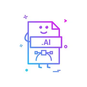 Computer ai file format type icon vector design Ilustración de archivo