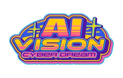 Computer AI vision retro Y2K icon or emblem Stock Illustration