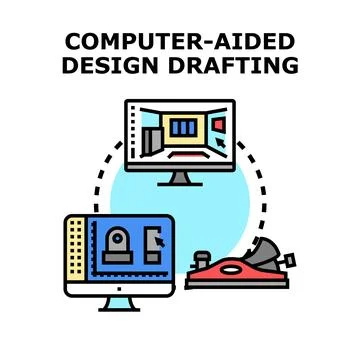 Computer aided design drafting concept vector illustration 库存插图
