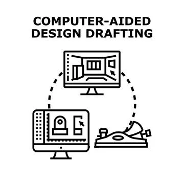 Computer aided design drafting concept vector illustration 스톡 일러스트