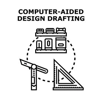 Computer aided design drafting concept vector illustration Stock Illustration