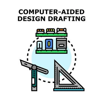 Computer aided design drafting concept vector illustration Stock Illustration