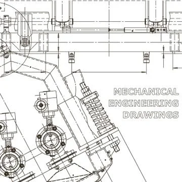 Computer aided design systems. Instrument-making drawings. Blueprint, diagram Stock Illustration