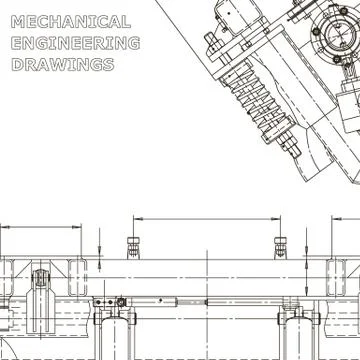 Computer aided design systems. Instrument-making drawings. Blueprint, diagram Stock Illustration