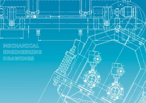 Computer aided design systems. Technical illustrations backgrounds. Mechanic Stock Illustration