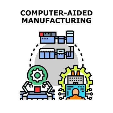 Computer aided manufacturing process controlling industrial production Stock-Illustration