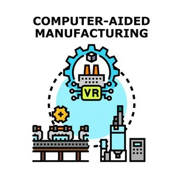 Computer aided manufacturing producing virtual reality products Illustrazione stock
