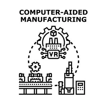 Computer aided manufacturing producing virtual reality products Stock Illustration