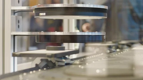 Computer-aided quality system scanning item on conveyor belt Stock Footage 105472136