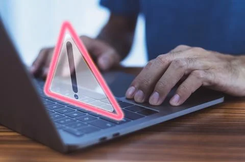 Computer Alert Cyber attack on computer network, Virus, Spyware, Malware or.. Stock Photos