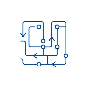 Computer algorithms line icon concept. Computer algorithms flat vector symbol Stock Illustration
