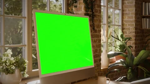 Computer All in One Screen Mockup with Camera Push In  Left Perspective Zoo.. 스톡 동영상 328589577