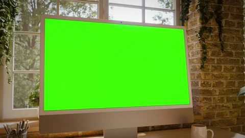 Computer All in One Screen Mockup with Camera Push In  Left Bottom Perspect.. Vídeo Stock 329167818