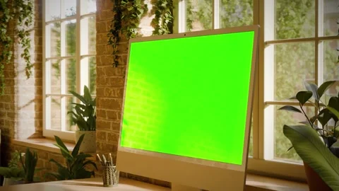 Computer All in One Screen Mockup with Camera Push In  Right Perspective Zo.. Video stock 329167821