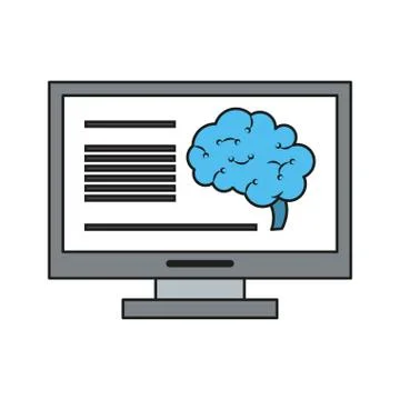 Computer analizing human brain artificial intelligence Stock Illustration