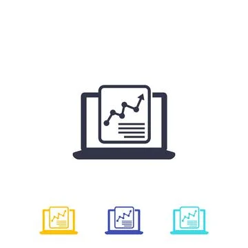 Computer analysis and statistics icon Illustrazione stock