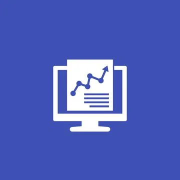 Computer analysis and statistics vector icon Stock Illustration