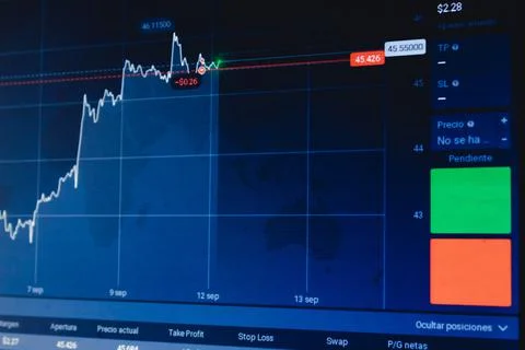 Computer analysis graphs of investing in the stock market Stock Illustration