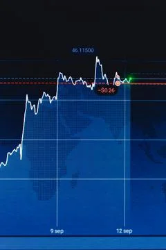 Computer analysis graphs of investing in the stock market Illustrazione stock