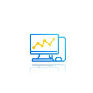 Computer analysis, statistics vector icon Stock Illustration