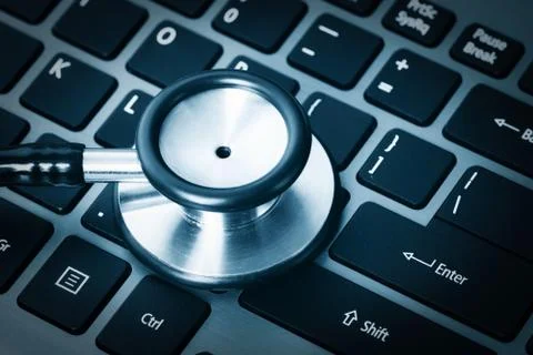 Computer analysis using a stethoscope Stock Photos