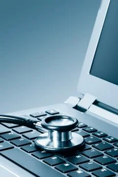 Computer analysis using a stethoscope Stock Photos