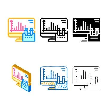 Computer analysis of vaccine color icon vector multipack Stock Illustration